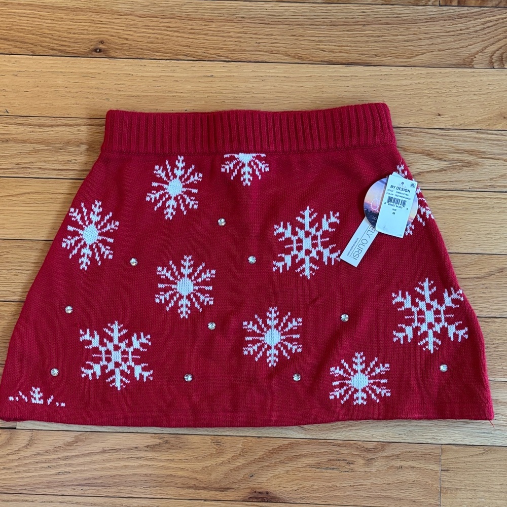 Love By Design Red Snowflake Mini Skirt